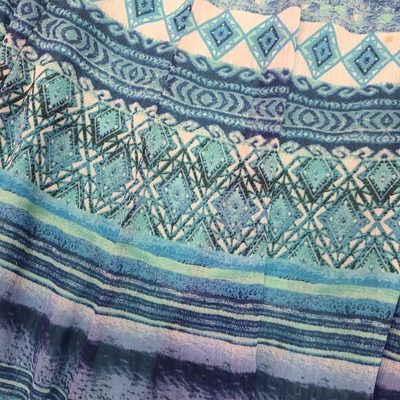 89th & Madison Skirt Womens Size M Medium Blue Green Mixed Pattern Chiffon Lined - Picture 2 of 5